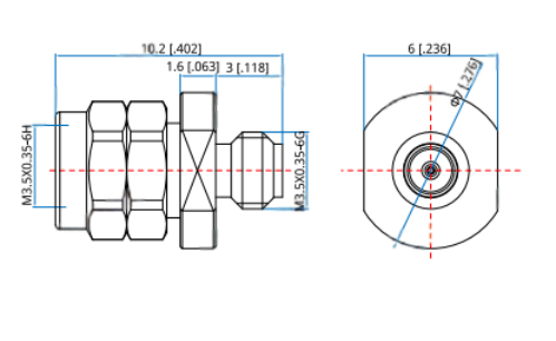 Coaxial Adaptor 0.8mm (M) to 0.8mm (F)
