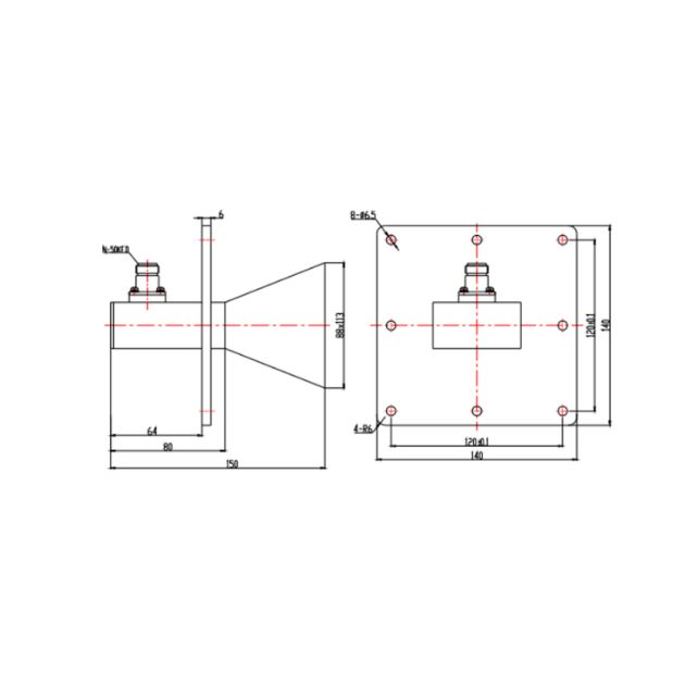 Standard Gain Horn Antenna-3.22-4.9 GHz,SRFS40SGAH10NK