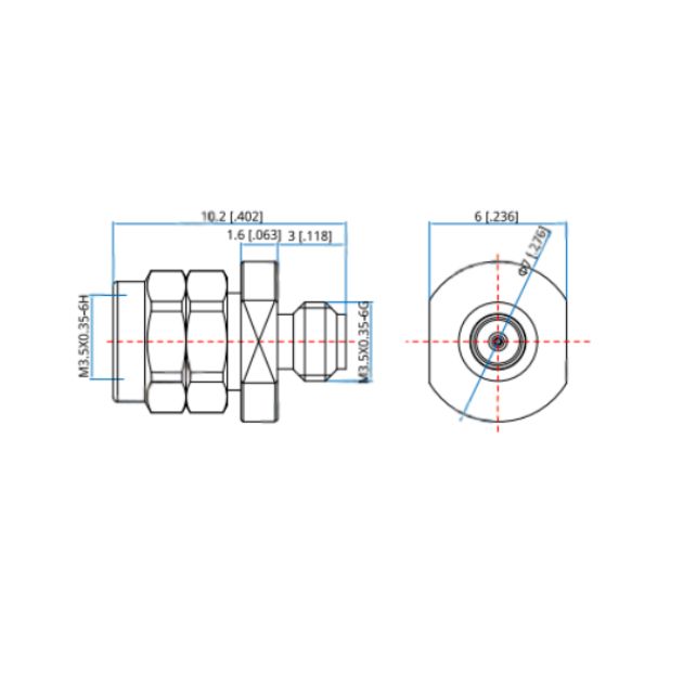 Coaxial Adaptor 0.8mm (M) to 0.8mm (F)