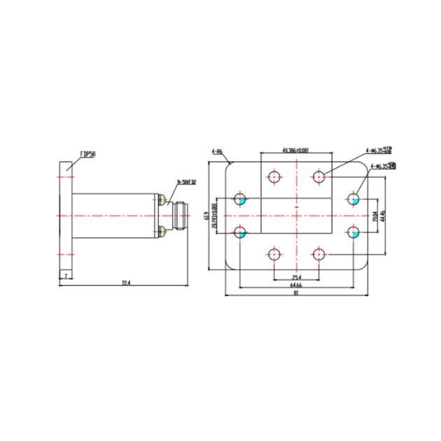 Waveguide to Coaxial Adapter (End-Launch) SRFS58WECANKPA