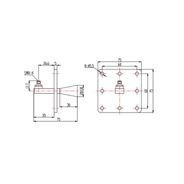 Standard Gain Horn Antenna-14.5-22 GHz
