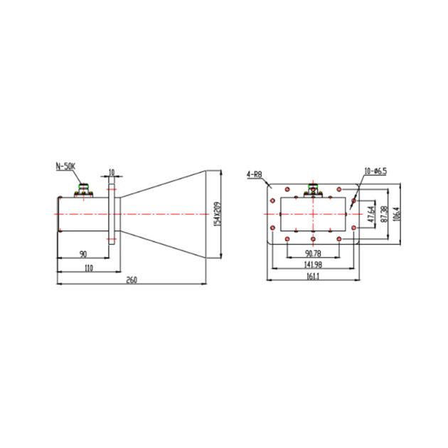 Standard Gain Horn Antenna-2.17-3.3 GHz, SRFS26SGAH10NK