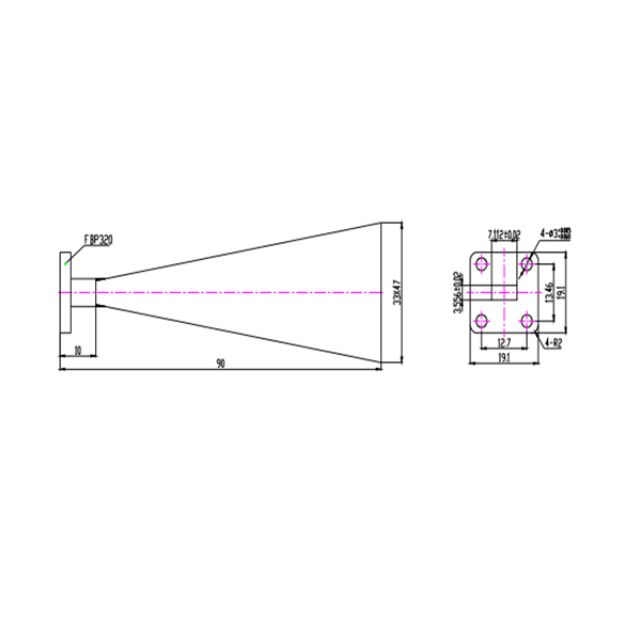 Standard Gain Horn Antenna-26.3-40 GHz SRFS320SGAH20