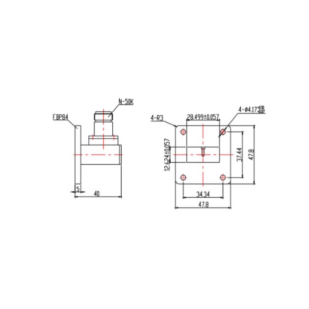 WR112 Waveguide to Coaxial Adapter Right Angle Part no SRFS84WCANKPC