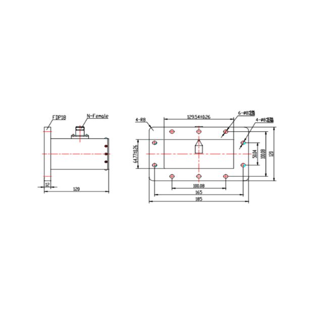 WR430 Waveguide to Coaxial Adapter Right Angle Part no SRFS22WCANKPA