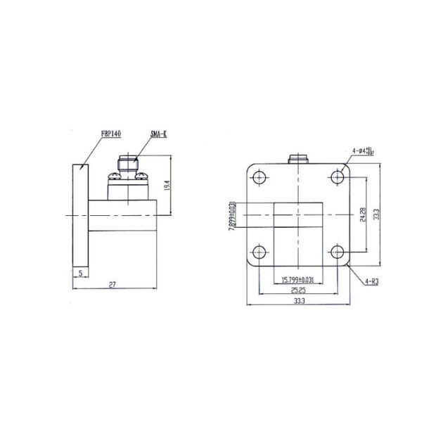 Waveguide to Coaxial Adapter Part No- SRFS140WCASKPC