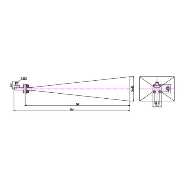 Standard Gain Horn Antenna-26.3-40 GHz SRFS320SGAH25
