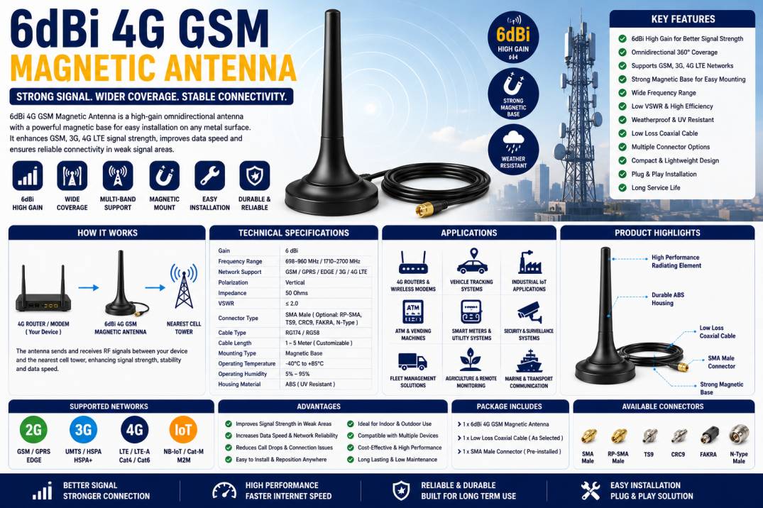 6dBi 4G GSM Magnetic Antenna