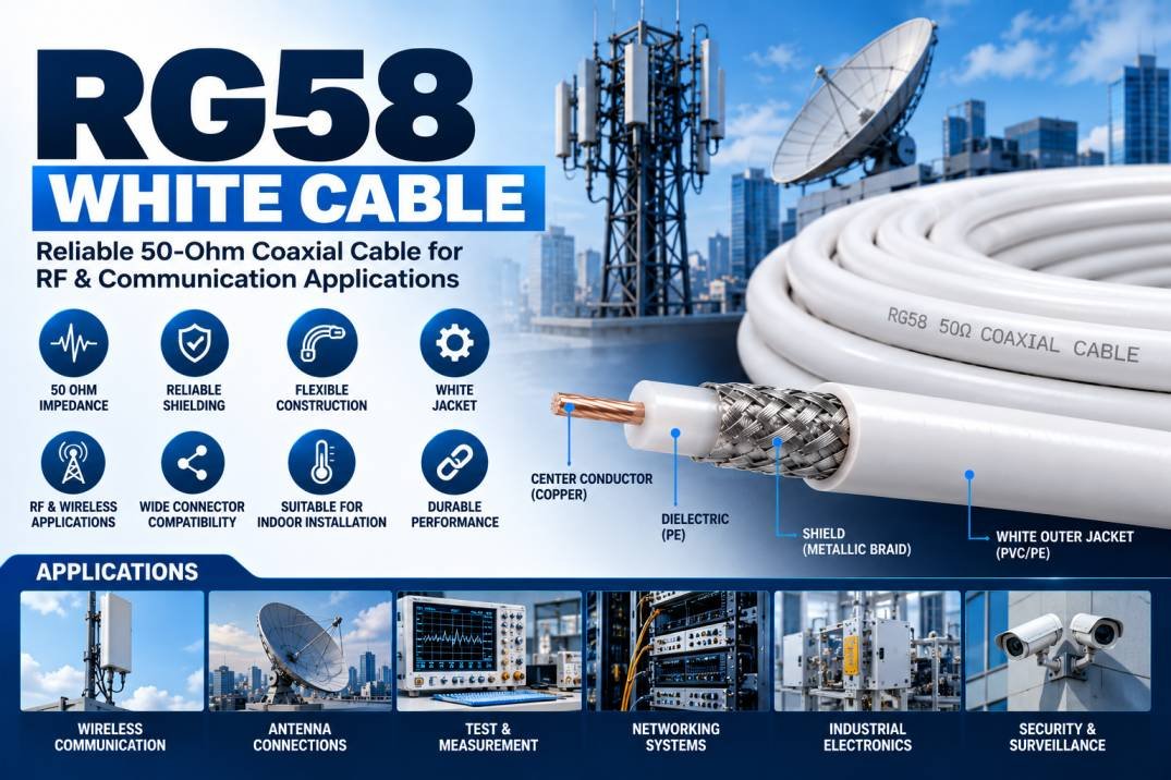 RG 58 White Cable