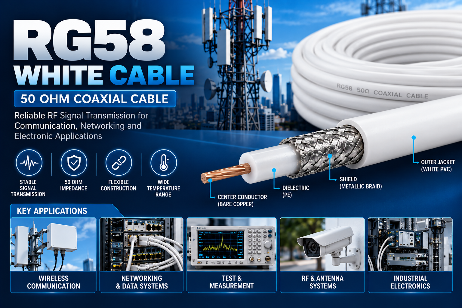 RG58 White Cable