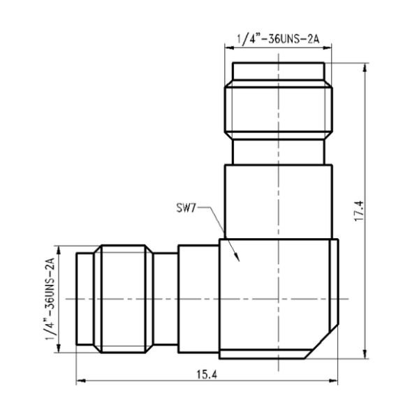 SMA Female to SMA Female Right Angle Adapter ADPSMAF-SMAF-R