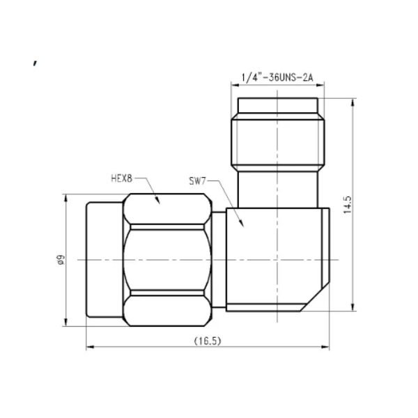SMA Female to SMA Male Right Angle Adapter ADPSMAF-SMAM-R